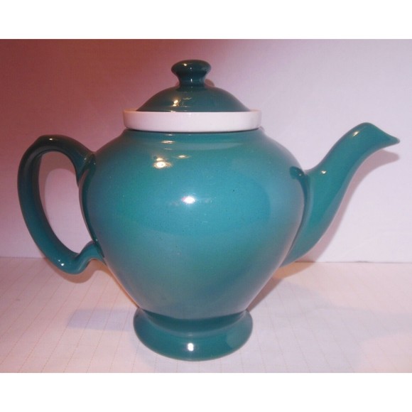 Vintage Teal Colored McCormick tea pot with infuser - Picture 2 of 8